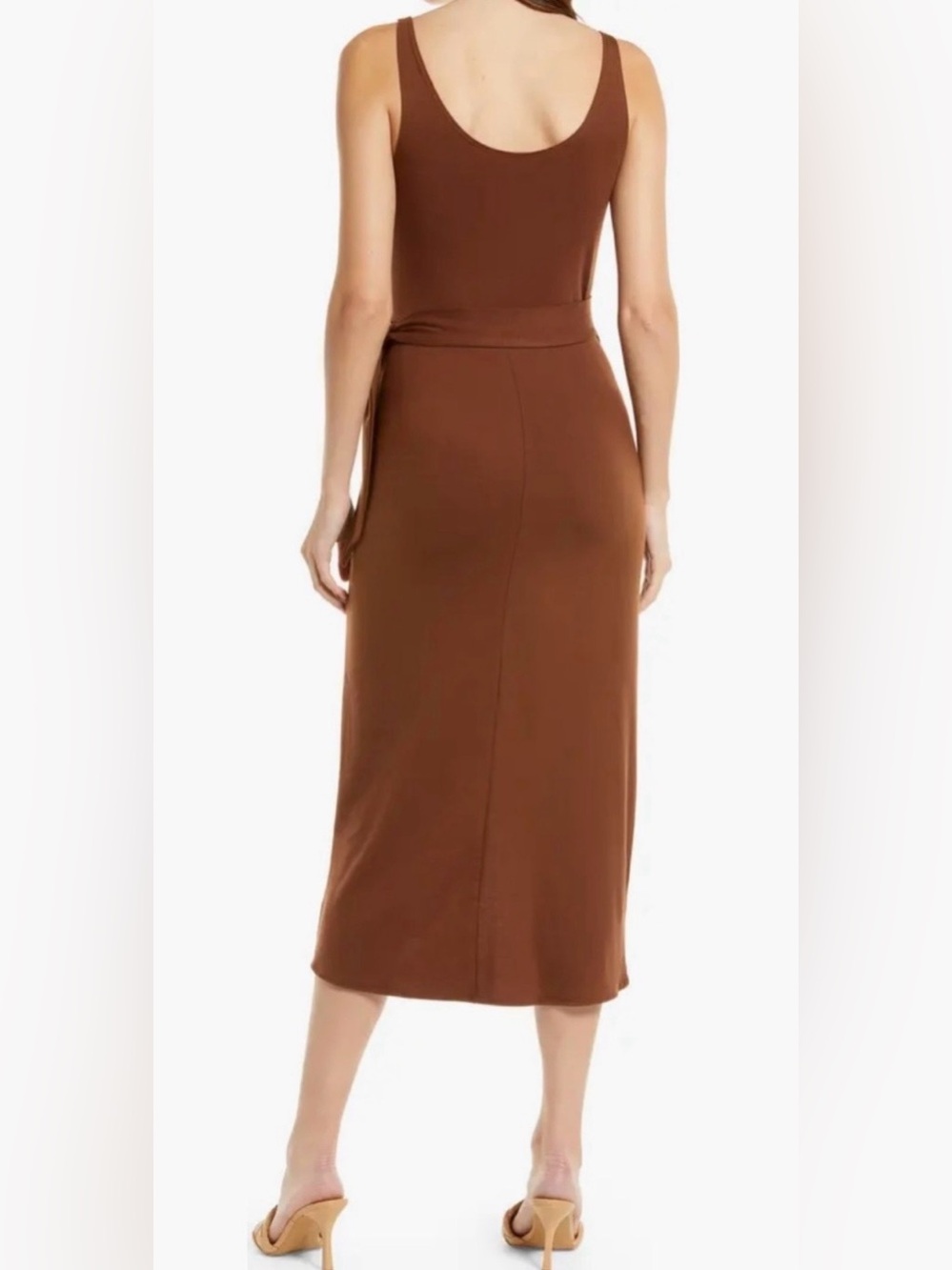 Reformation Kaila Wrap Skirt Dress in a Chestnut Brown - Picture 4 of 12